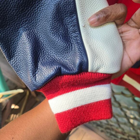 NWT Opening Ceremony Unisex Russia Varsity Jacket L Red Flag Patch Wool Leather - Picture 4 of 12